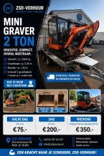 Mini-graver van 2 ton huren in Sluis? Kies voor ZSD-Verhuur!